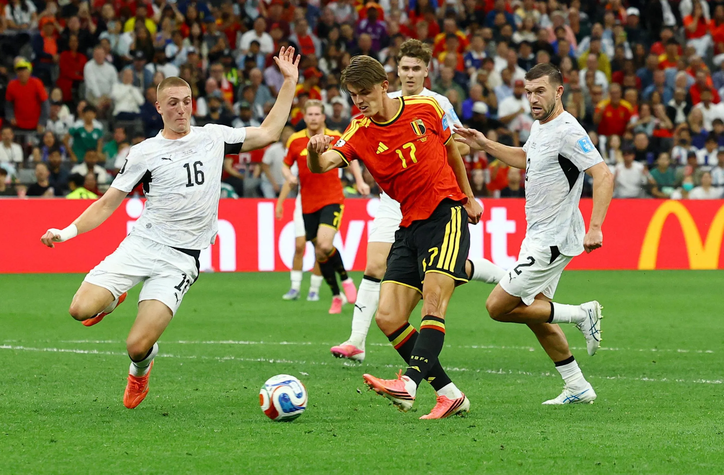 Charles De Ketelaere goes close for Belgium