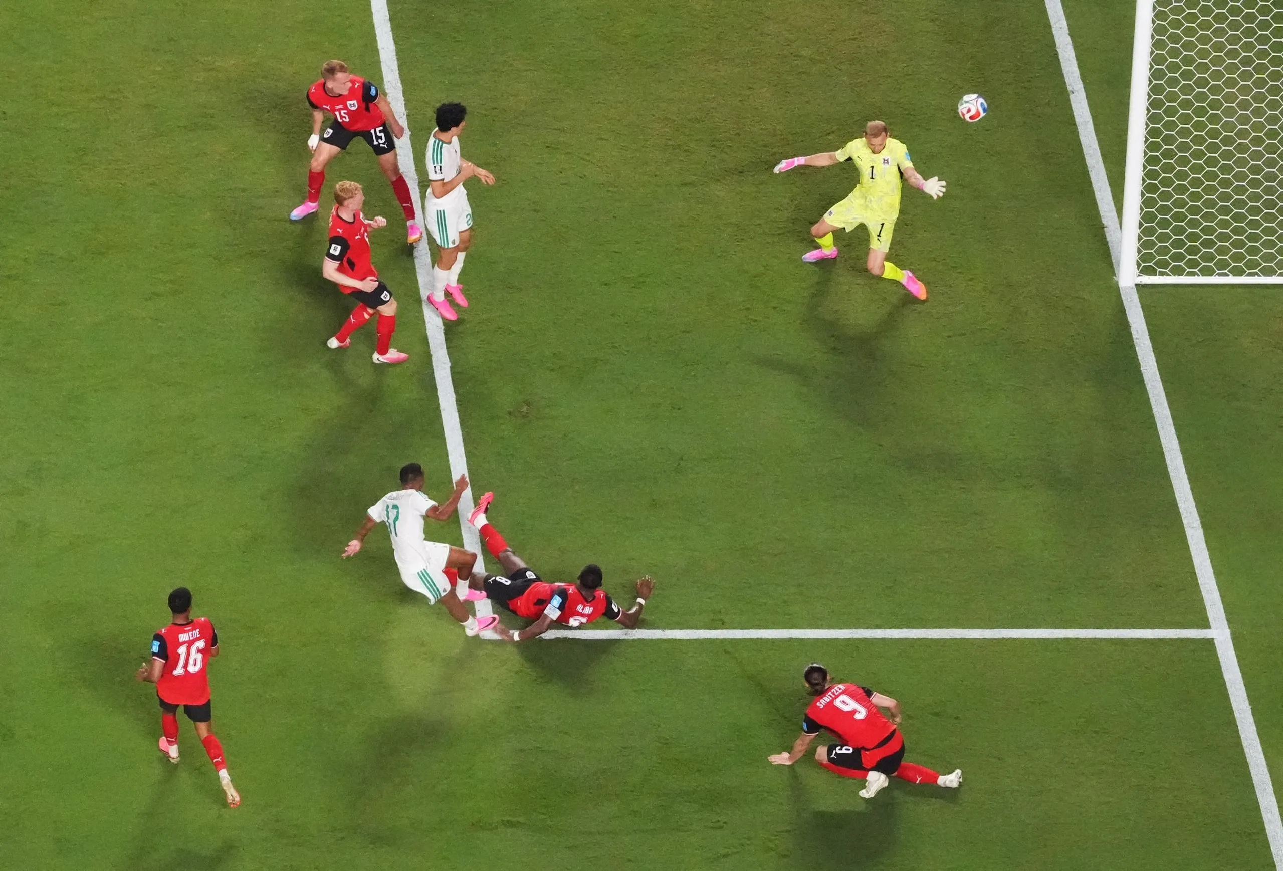 Rafik Belghali equalises for Algeria