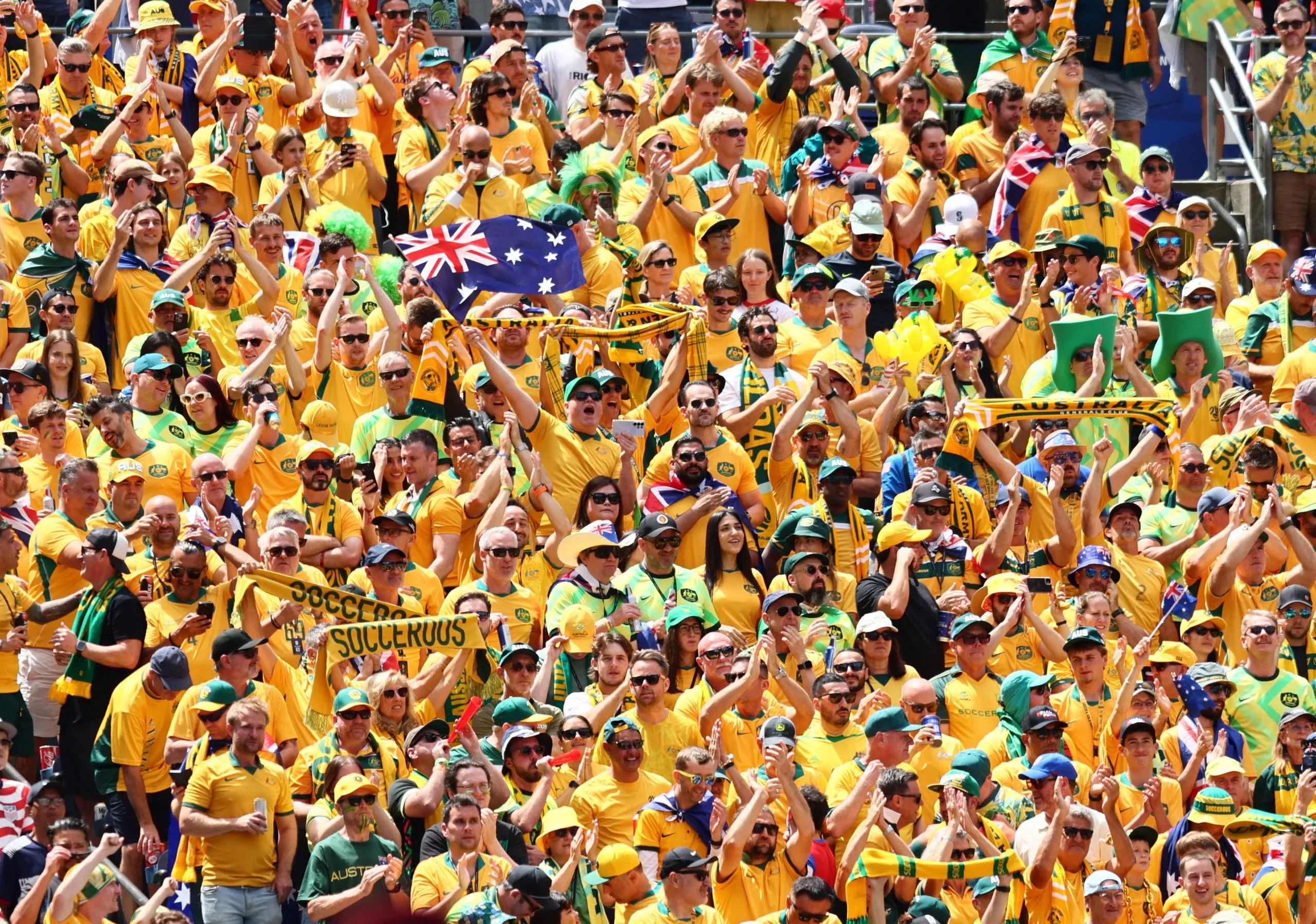 Australia fans give it some ahead of kick-off.