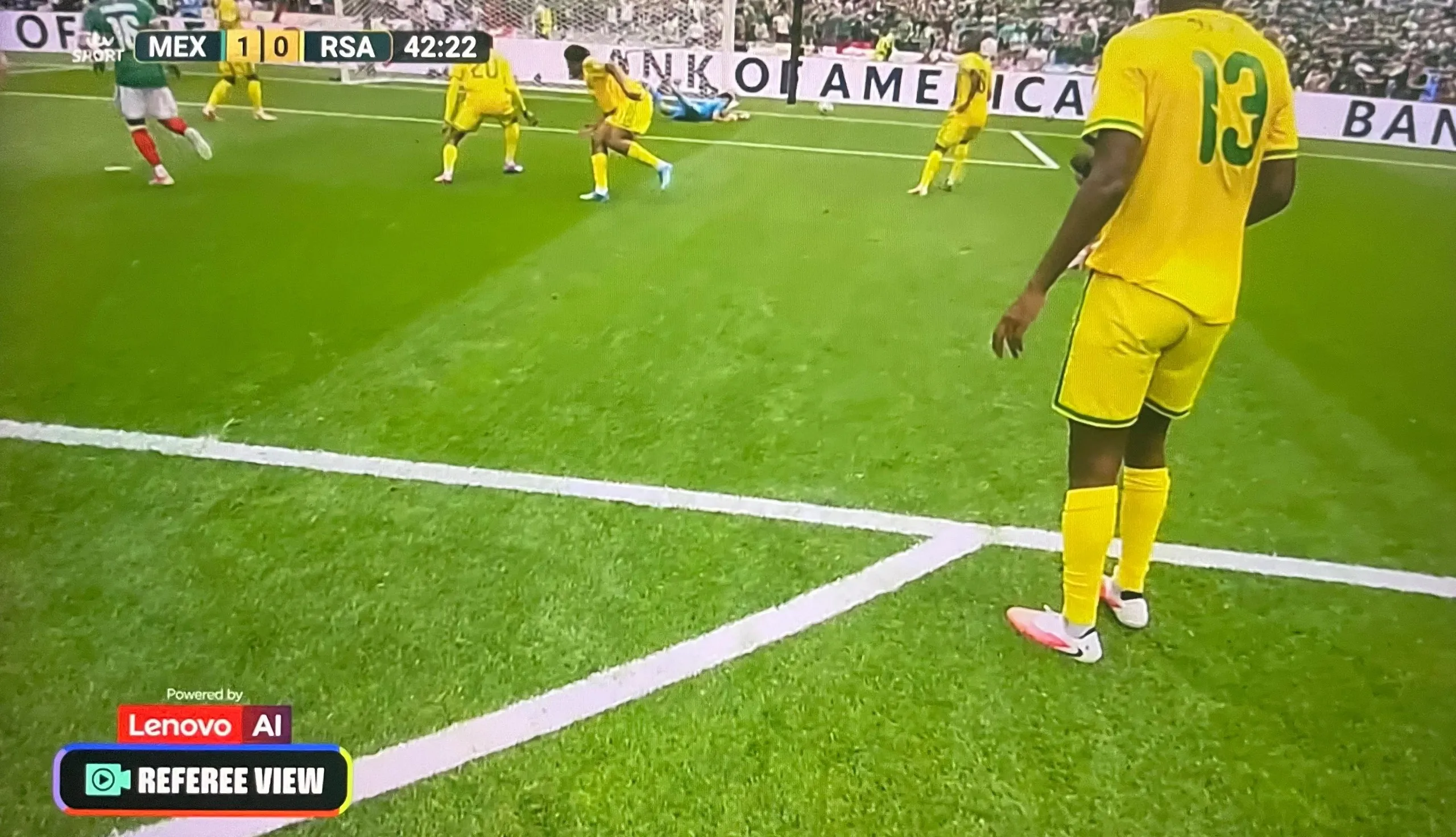A refcam view of Mexico v South Africa at the World Cup, as broadcast on ITV in the UK