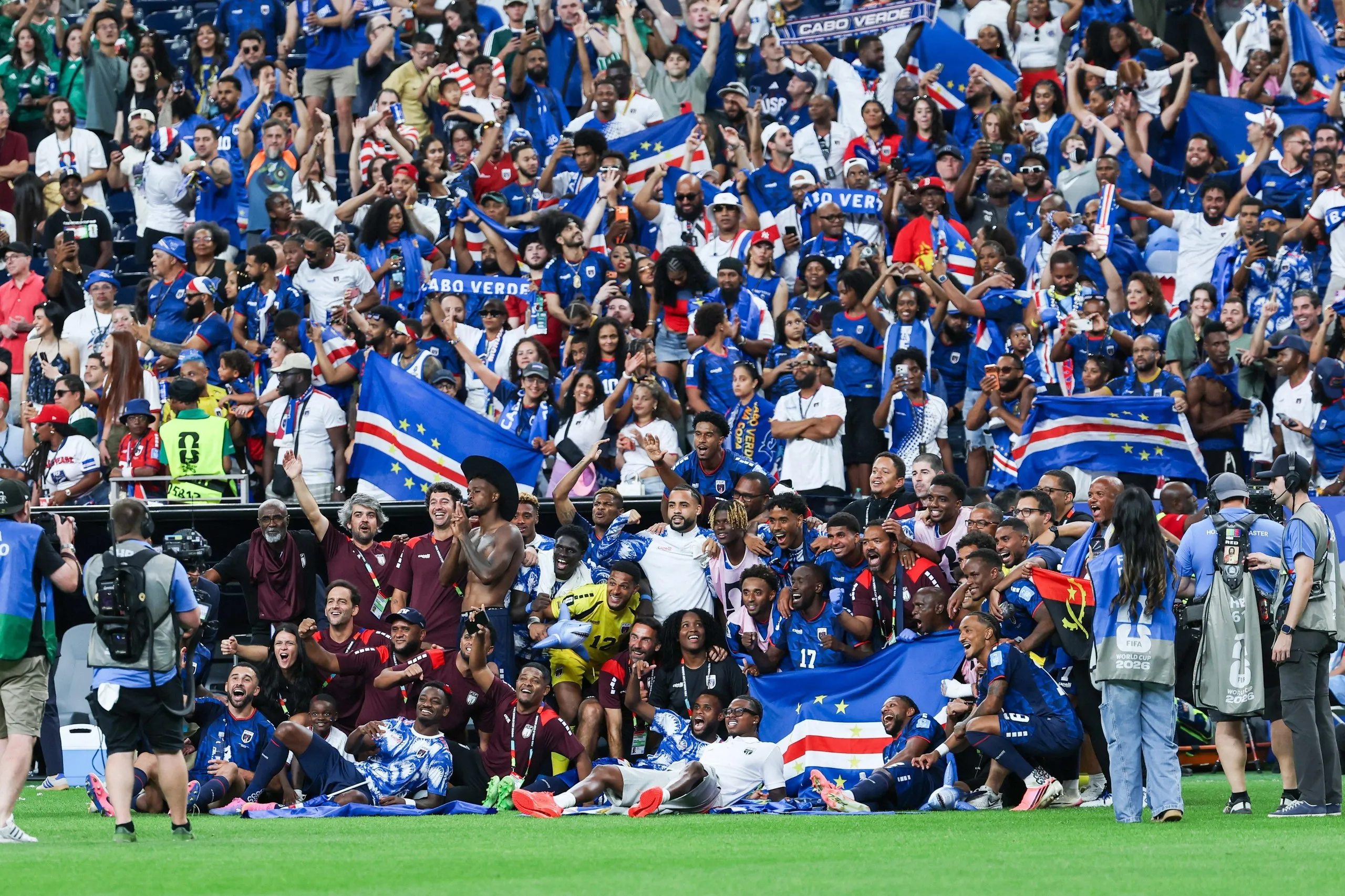 Cape Verde players and staff celebrate