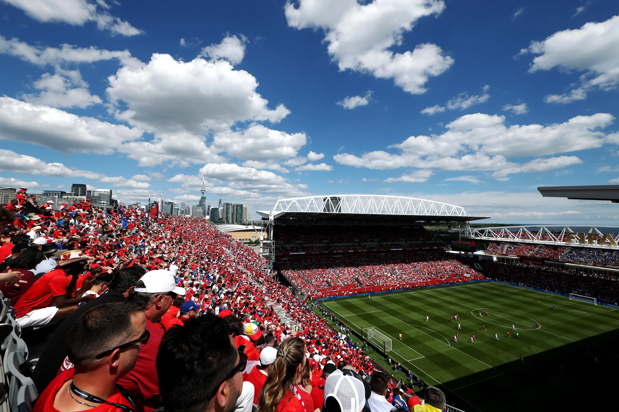 A view from high up of Canada fans watching the game against Bosnia and Herzegovina in Toronto