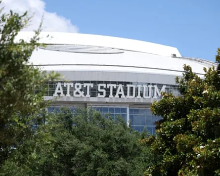 An exterior shot of AT&T Stadium near Dallas, Texas.