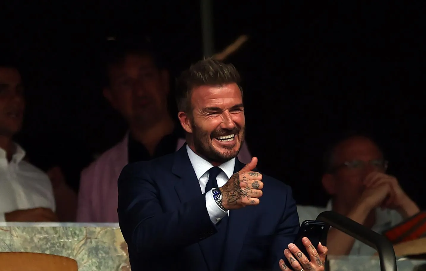 David Beckham celebrates England’s quarter-final victory