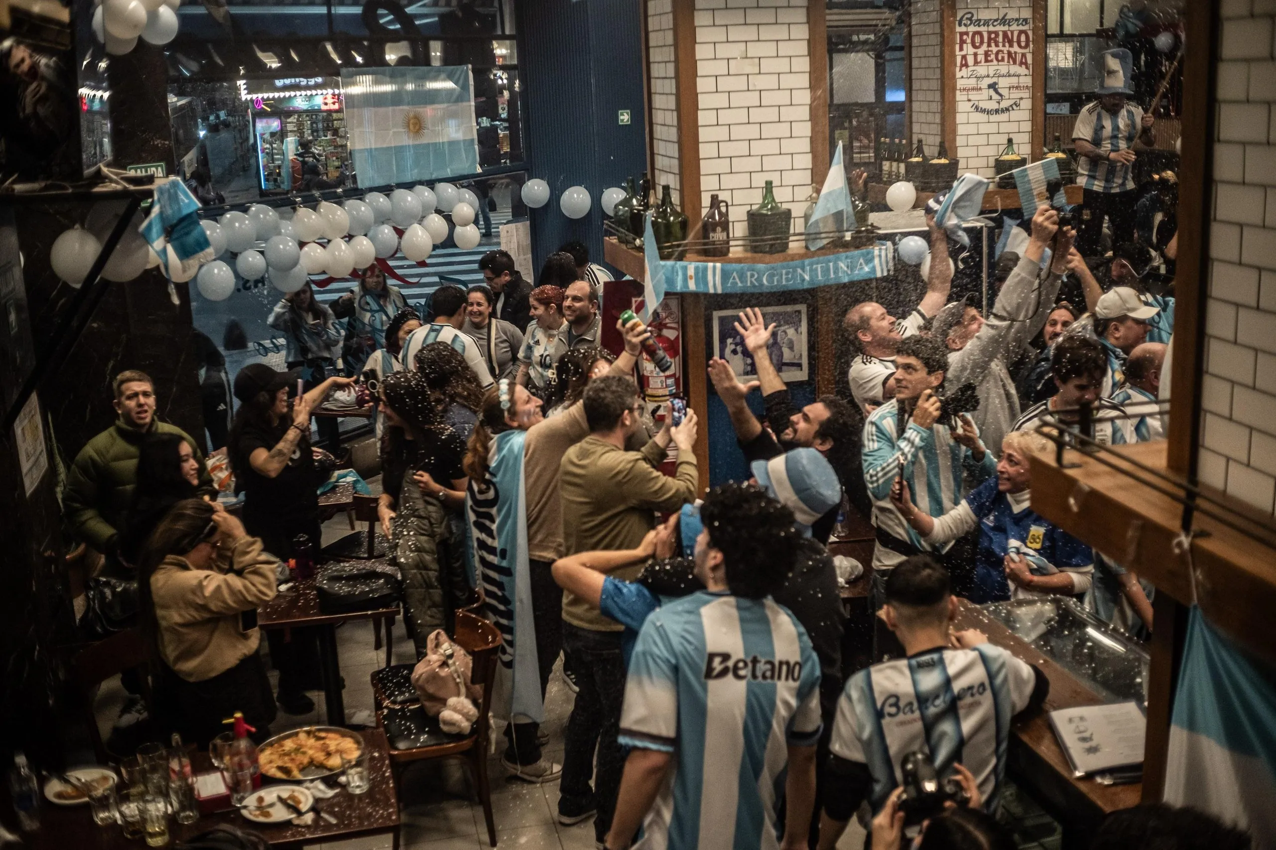 Argentina supporters flood the streets in celebration after their team’s victory over England