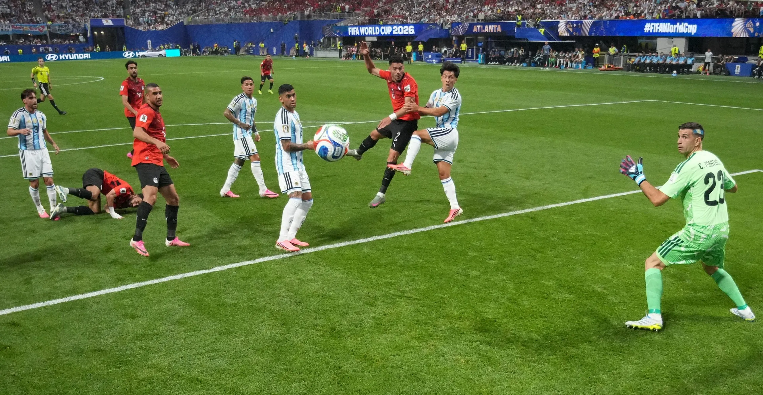 Egypt's Yasser Ibrahim scores their first goal.