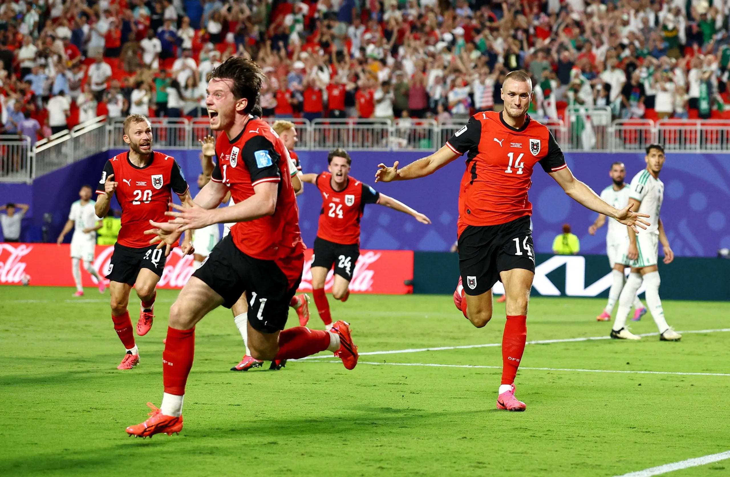 Austria’s Sasa Kalajdzic celebrates his crucial late equaliser against Algeria