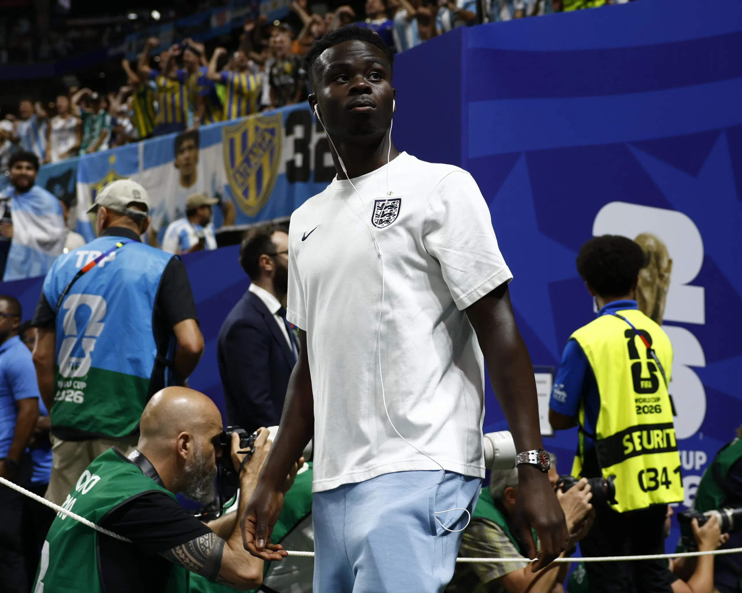 England’s Bukayo Saka was an unused substitute in the semi-final against Argentina