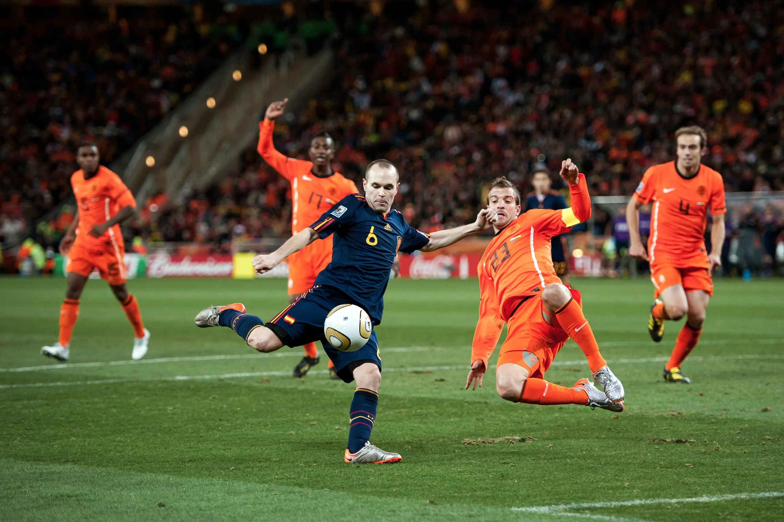 Spain’s Andrés Iniesta scores the winning goal in the 2010 World Cup final against the Netherlands