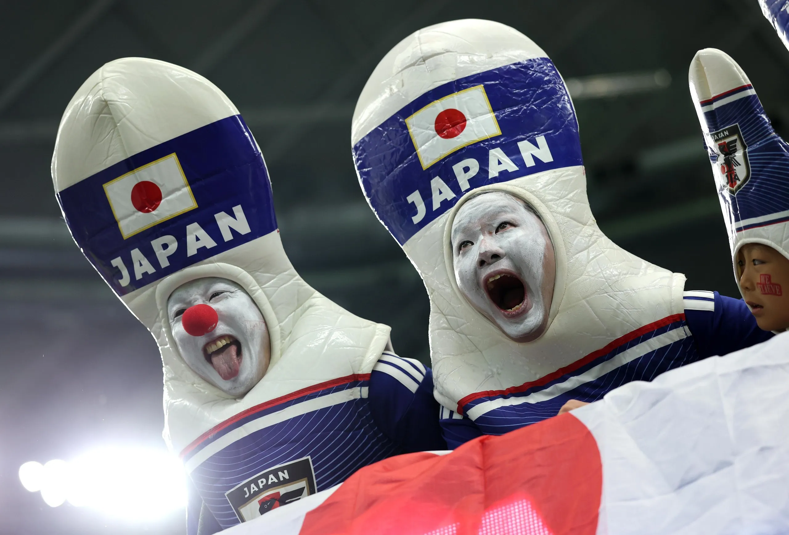 Japan fans in full voice during the World Cup clash with the Netherlands